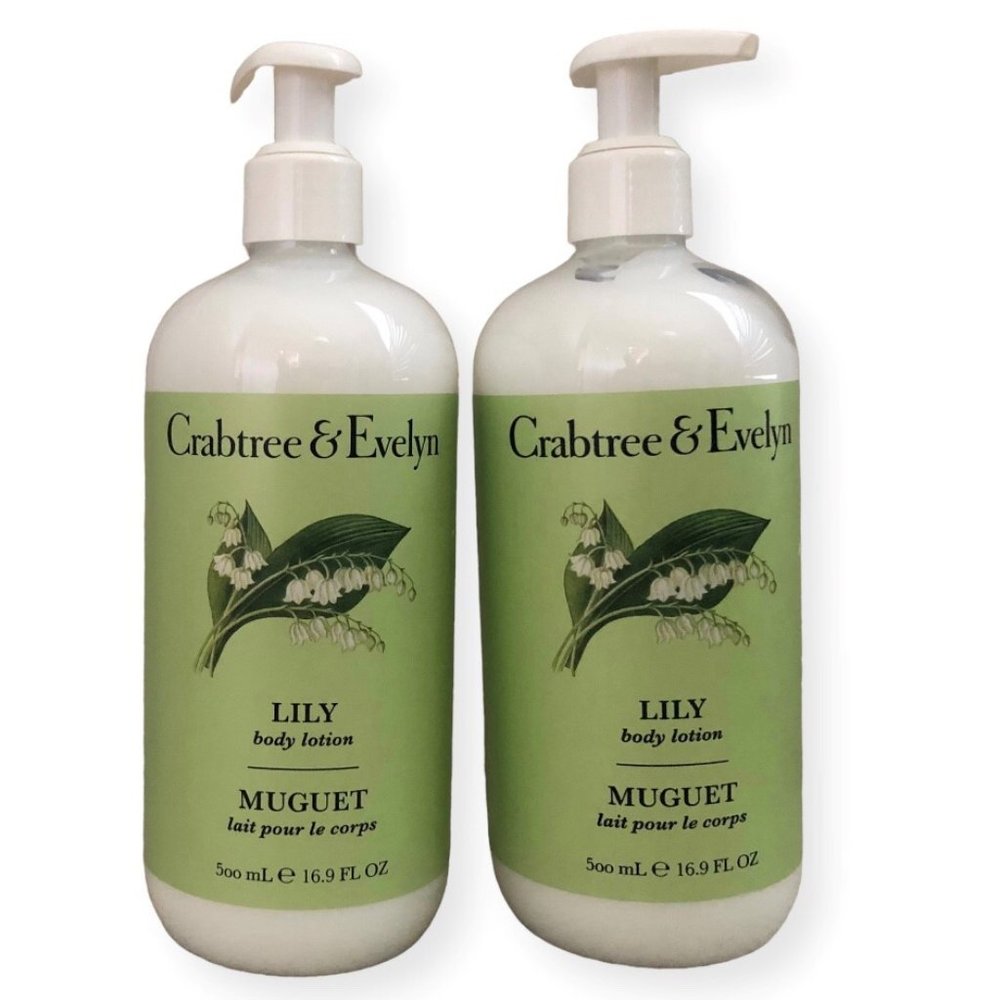 2 Crabtree & Evelyn Lily Body Lotion 16.9 oz Pump Bottle New Discontinued HTF